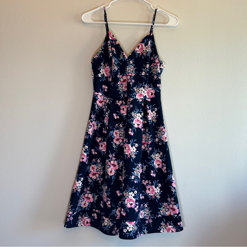 Modcloth Navy Floral Dress Size Medium - Picture 1 of 5